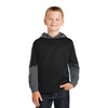 Sport-Tek Youth Black/Black Sport-Wick Mineral Freeze Fleece Colorblock Hooded Pullover